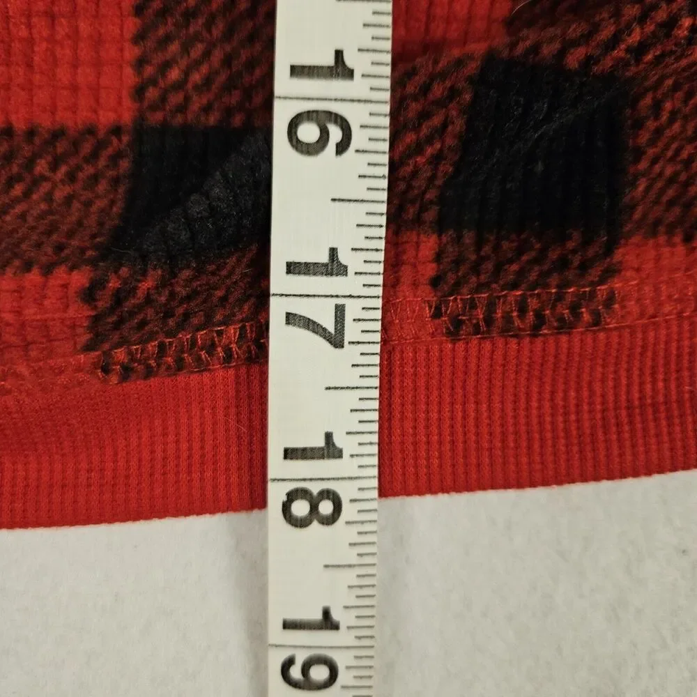 Eddie Bauer Dog Holiday Red Plaid Flannel Sweater LARGE Christmas Winter Picture